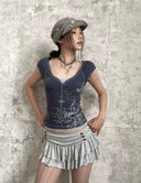Mist Blue Lyric Top
