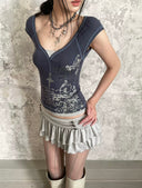 Mist Blue Lyric Top