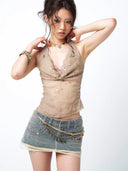 Lace Denim Skort