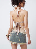 Lace Denim Skort