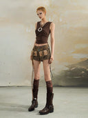 Faux Fur Patchwork Denim Shorts image 2
