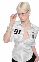 Black and White Vertical Striped Shirt image 7
