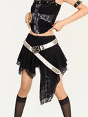 Asymmetric Hem Lace Skirt image 1