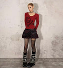 Skull Print Top with Leopard Print Collar image 10