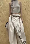 Fishbone Pleated Print Wide-Leg Pants image 7