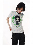Kawaii Clover Doll Printed T-shirt image 3