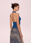 Halter Neck Backless Tank Top image 7