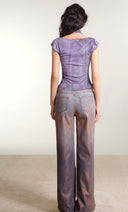 Plaid Lace Print Top image 2