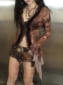 Plush Velvet Mesh Cardigan image 7