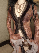 Plush Velvet Mesh Cardigan image 8