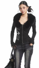 Yohji-Shoulder Faux Fur Zip-Up image 2