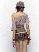 Asymmetric Lace & Lurex Top image 4