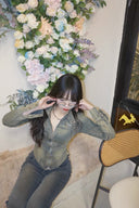 Aged Zip-Up Denim Jacket image 6