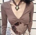 Mesh Waistband Patchwork Top image 5