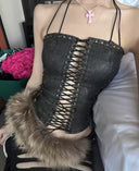Cutout Halter  Leather Top image 1
