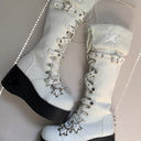 Star-Embellished Lace-Up Platform Boots image 14
