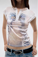 Lace-trimmed Short Sleeve T-shirt image 8