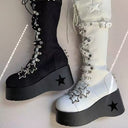 Star-Embellished Lace-Up Platform Boots image 6