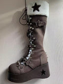 Star-Embellished Lace-Up Platform Boots image 8