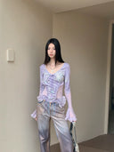 Fishbone Print Lace Top image 10