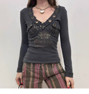 Raw-edge Sweetheart V-neck Top image 2