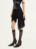 Asymmetric Hem Lace Skirt image 4