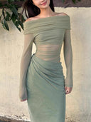 Sheer Mesh Cut-out Waist Dress image 3