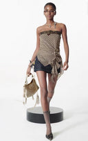 Flocked Dot & Leather Bustier image 12