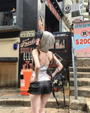 Asymmetrical PU Skirt Pants image 12