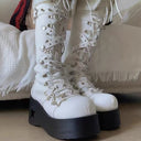 Star-Embellished Lace-Up Platform Boots image 13