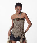 Flocked Dot & Leather Bustier image 0
