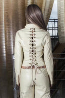 Champagne Corset Leather Jacket image 0