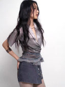 Detachable Fur-collar Printed Shirt image 3