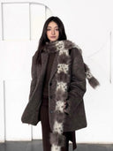 Leopard Print Fur Patchwork Scarf image 1