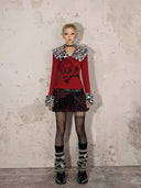 Skull Print Top with Leopard Print Collar image 7
