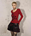 Skull Print Top with Leopard Print Collar image 12