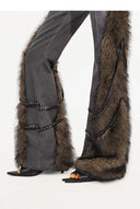Fuzzy Fabric Patchwork Denim Pants image 9