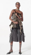 Flocked Dot & Leather Bustier image 4