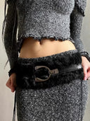 Faux Fur Leather Hybrid Belt image 3