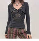 Raw-edge Sweetheart V-neck Top image 12