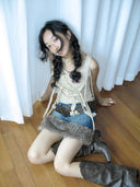 Floral Fringed Tie-Up Tank Top image 2