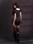 Distressed Low-Rise Denim Shorts image 12