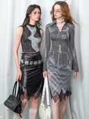 Patchwork Mesh Skirt image 4
