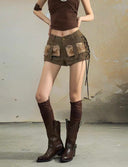 Faux Fur Patchwork Denim Shorts image 12