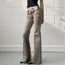 Khaki Tapered Bell-Bottom Trousers image 3