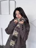 Leopard Print Fur Patchwork Scarf image 6