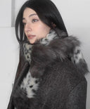 Leopard Print Fur Patchwork Scarf image 0