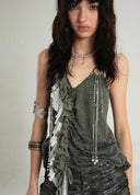 Ruffled Lace Embroidered Halter image 0