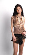 Denim and PU Leather Shorts image 8