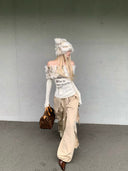 Fuzzy Off-Shoulder Ruched Top image 3